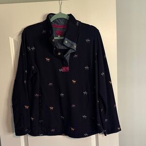Joules Navy and Pink Shirt with Gold Accents